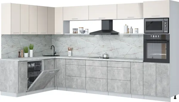 Кухонный гарнитур Интерлиния Мила Лайт 1.896х3.58-2 