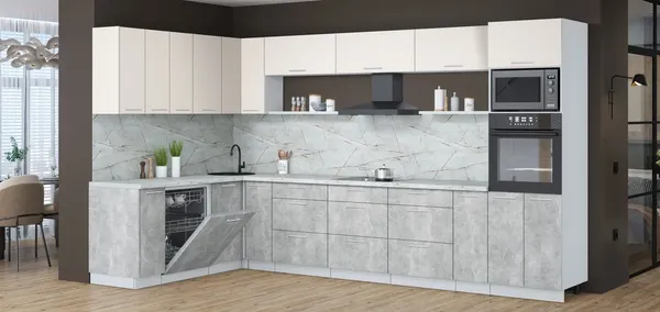 Кухонный гарнитур Интерлиния Мила Лайт 1.896х3.58-2 