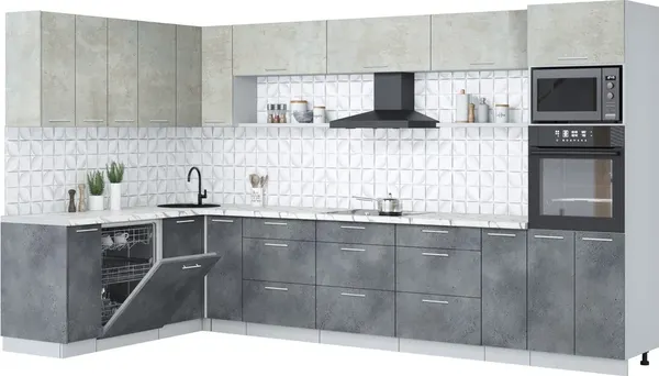 Кухонный гарнитур Интерлиния Мила Лайт 1.896х3.58-2