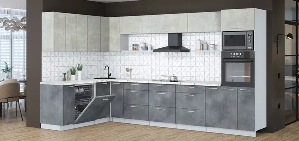 Кухонный гарнитур Интерлиния Мила Лайт 1.896х3.58-2