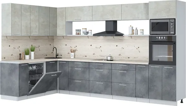 Кухонный гарнитур Интерлиния Мила Лайт 1.896х3.58-2