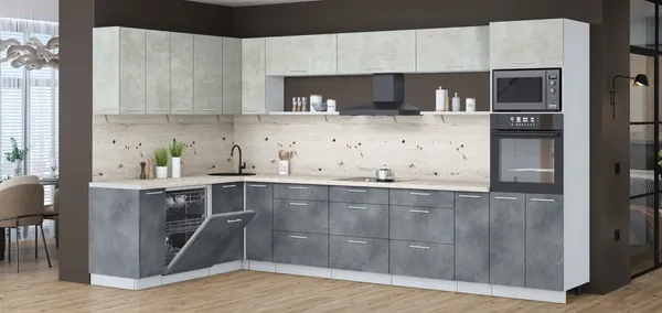 Кухонный гарнитур Интерлиния Мила Лайт 1.896х3.58-2