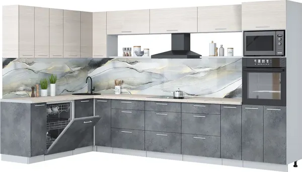 Кухонный гарнитур Интерлиния Мила Лайт 1.896х3.58-2