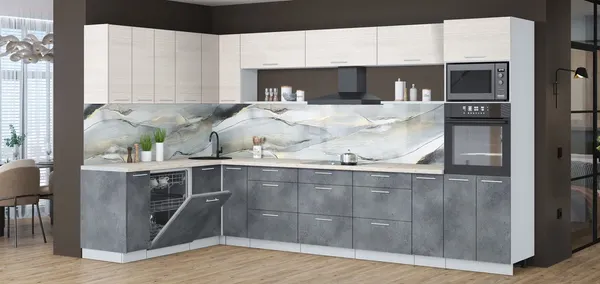 Кухонный гарнитур Интерлиния Мила Лайт 1.896х3.58-2