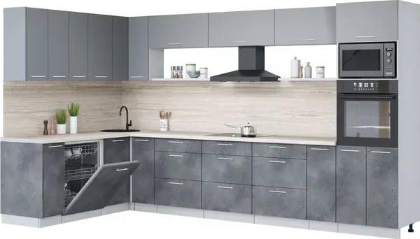 Кухонный гарнитур Интерлиния Мила Лайт 1.896х3.58-2 