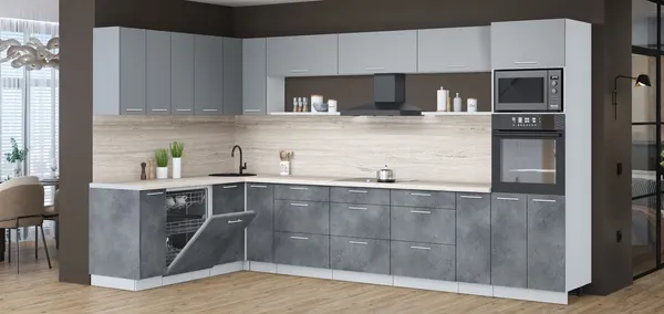 Кухонный гарнитур Интерлиния Мила Лайт 1.896х3.58-2 