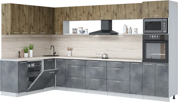 Кухонный гарнитур Интерлиния Мила Лайт 1.896х3.58-2