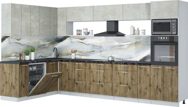 Кухонный гарнитур Интерлиния Мила Лайт 1.896х3.58-2 