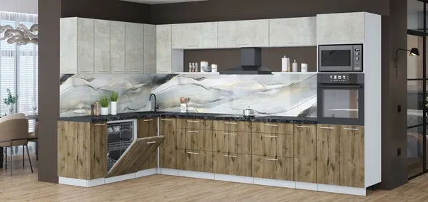 Кухонный гарнитур Интерлиния Мила Лайт 1.896х3.58-2 