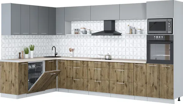 Кухонный гарнитур Интерлиния Мила Лайт 1.896х3.58-2 