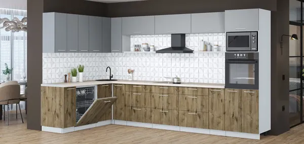 Кухонный гарнитур Интерлиния Мила Лайт 1.896х3.58-2 