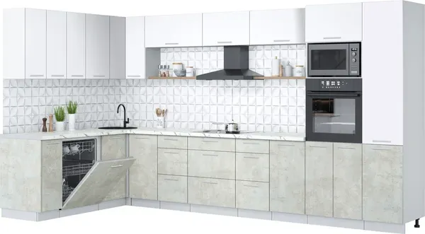 Кухонный гарнитур Интерлиния Мила Лайт 1.896х3.78 