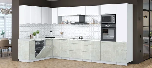 Кухонный гарнитур Интерлиния Мила Лайт 1.896х3.78 