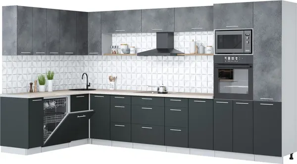 Кухонный гарнитур Интерлиния Мила Лайт 1.896х3.78