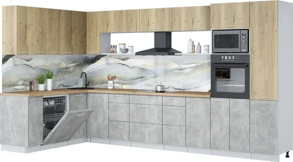 Кухонный гарнитур Интерлиния Мила Лайт 1.896х3.78 