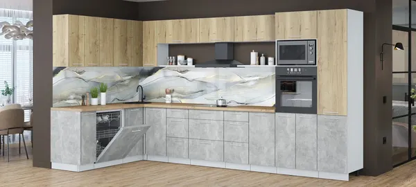 Кухонный гарнитур Интерлиния Мила Лайт 1.896х3.78 