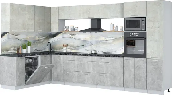 Кухонный гарнитур Интерлиния Мила Лайт 1.896х3.78 