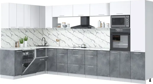 Кухонный гарнитур Интерлиния Мила Лайт 1.896х3.78 