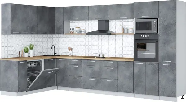 Кухонный гарнитур Интерлиния Мила Лайт 1.896х3.78 