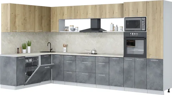 Кухонный гарнитур Интерлиния Мила Лайт 1.896х3.78 