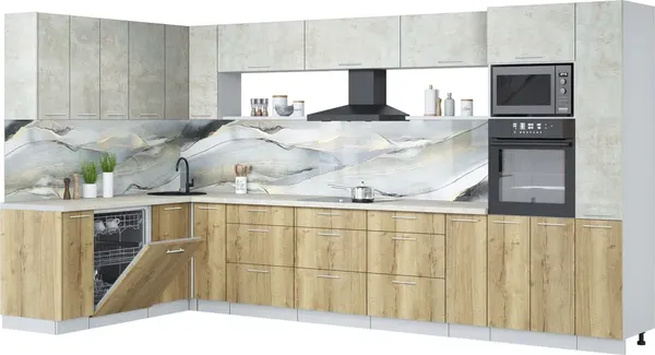 Кухонный гарнитур Интерлиния Мила Лайт 1.896х3.88