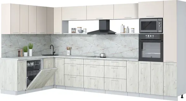 Кухонный гарнитур Интерлиния Мила Лайт 1.896х3.88 