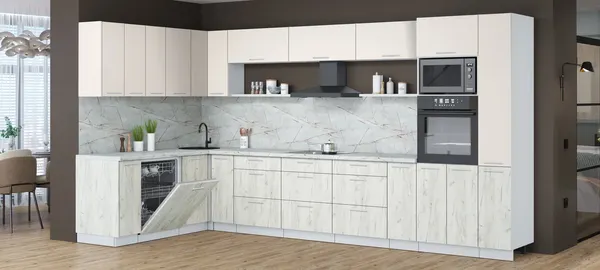 Кухонный гарнитур Интерлиния Мила Лайт 1.896х3.88 