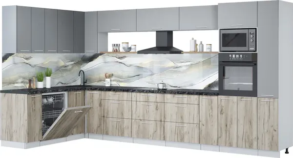 Кухонный гарнитур Интерлиния Мила Лайт 1.896х3.88