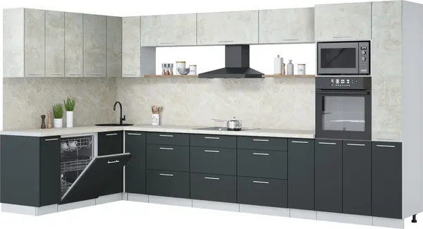 Кухонный гарнитур Интерлиния Мила Лайт 1.896х3.88