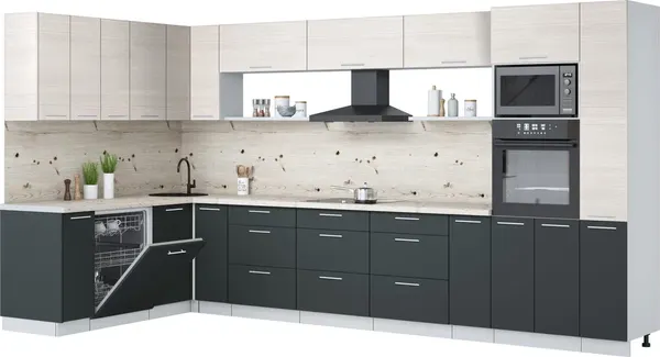 Кухонный гарнитур Интерлиния Мила Лайт 1.896х3.88 