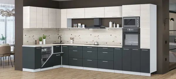 Кухонный гарнитур Интерлиния Мила Лайт 1.896х3.88 