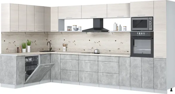 Кухонный гарнитур Интерлиния Мила Лайт 1.896х3.88 