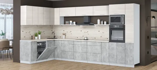 Кухонный гарнитур Интерлиния Мила Лайт 1.896х3.88 