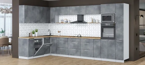 Кухонный гарнитур Интерлиния Мила Лайт 1.896х3.88 