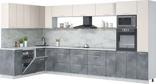 Кухонный гарнитур Интерлиния Мила Лайт 1.896х3.88 