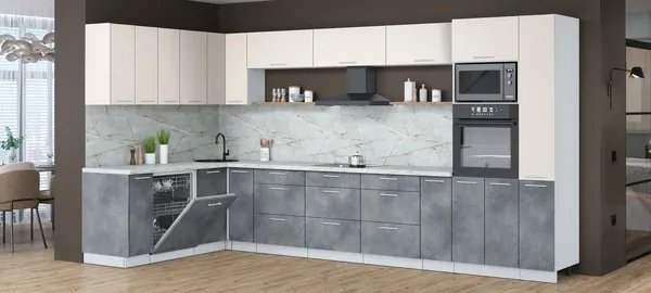 Кухонный гарнитур Интерлиния Мила Лайт 1.896х3.88 