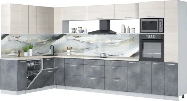 Кухонный гарнитур Интерлиния Мила Лайт 1.896х3.88