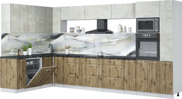 Кухонный гарнитур Интерлиния Мила Лайт 1.896х3.88 