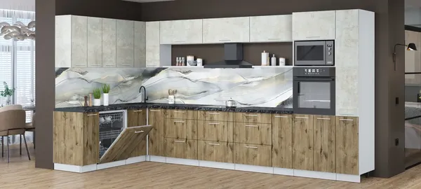 Кухонный гарнитур Интерлиния Мила Лайт 1.896х3.88 