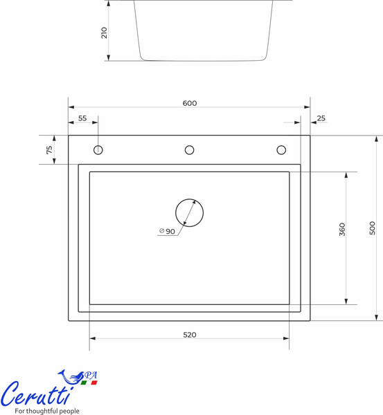 Мойка кухонная Cerutti Spa GLORIA60 nano embos / CT11257