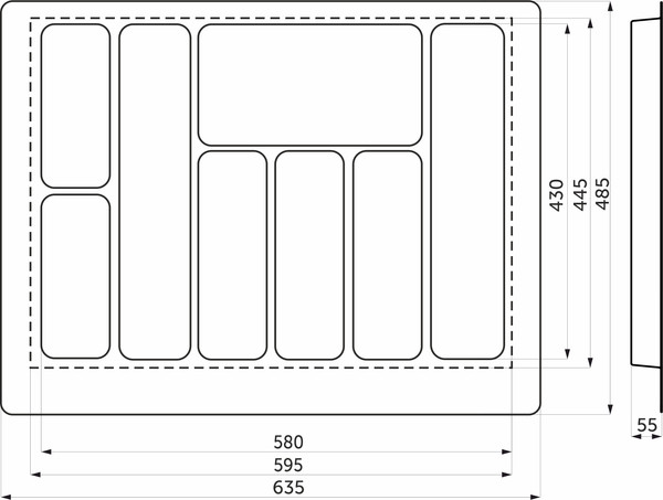 Органайзер для столовых приборов AKS 700 Pixel 635x485