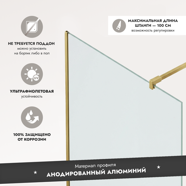 Душевая стенка Benetto BEN-602 MG C 100х200