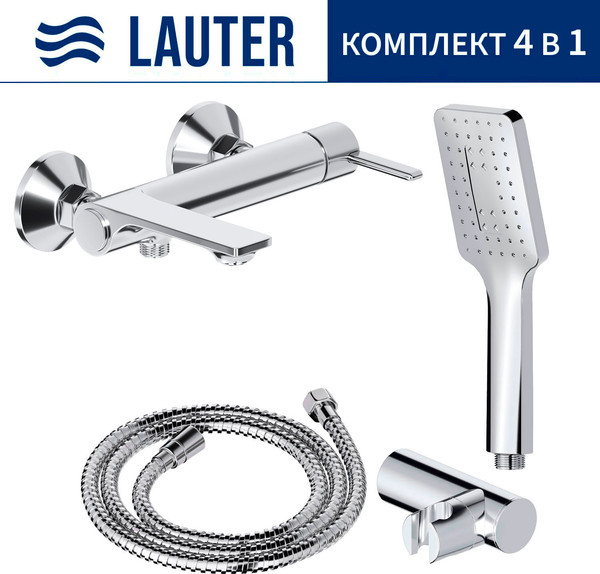 Смеситель Lauter Velvet 21СК6696С + 21СКFG80101C + 21S00126 + 21CKFS90120 - фото