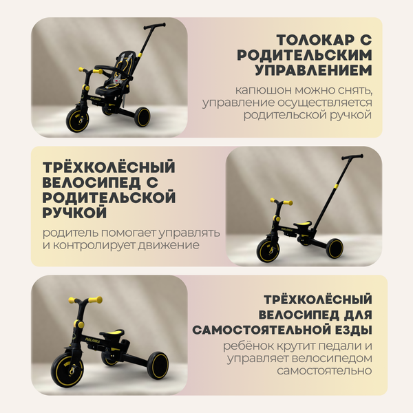 Трехколесный велосипед с ручкой Bubago Malanka / BG 211-3
