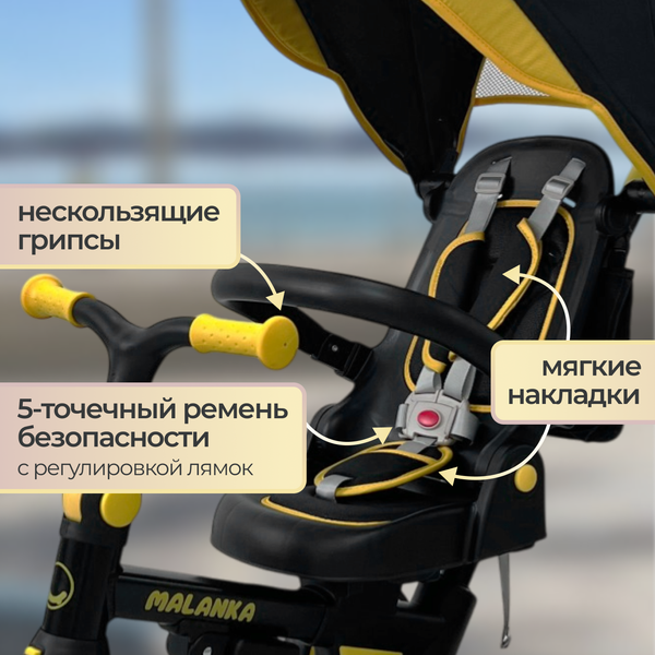 Трехколесный велосипед с ручкой Bubago Malanka / BG 211-3