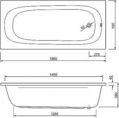 Ванна акриловая Cezares PIAVE-160-70-SET-3