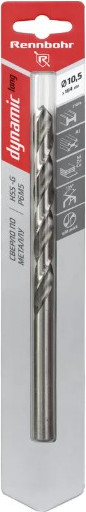 Сверло Rennbohr 10.5х184мм HSS-G P6M5 / 669105 - фото
