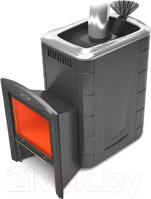 Печь-каменка ТМФ Гейзер 2014 Inox Витра (антрацит, ЗК) - фото