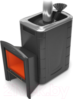 Печь-каменка ТМФ Гейзер Супер Inox Витра (антрацит, ЗК) - фото