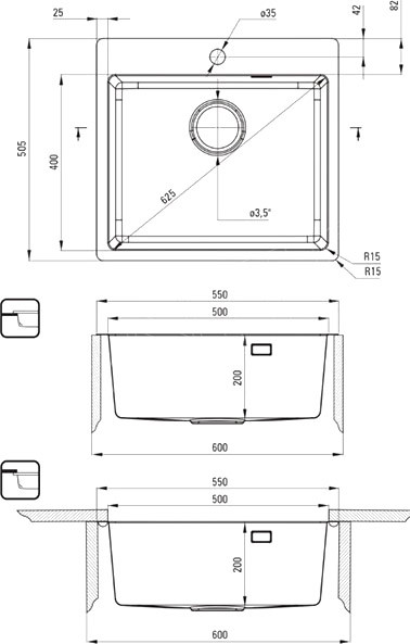 Мойка кухонная Deante Olfato Titanium ZPO_D10B